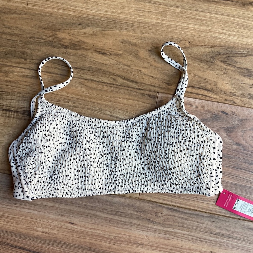 Bathing Swimsuit Top white with black polka dots XL